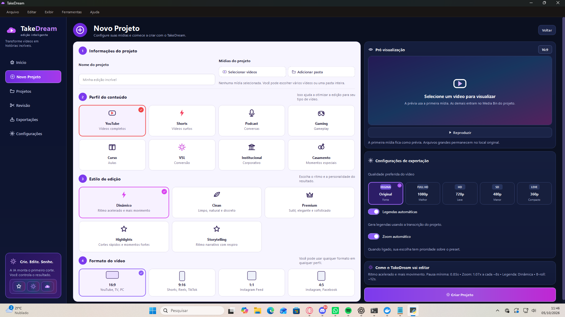 TakeDream — novo projeto